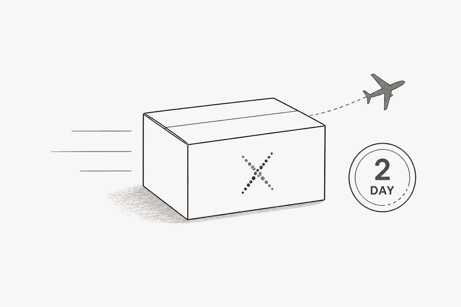 Illustration of Axovera box with two-day delivery