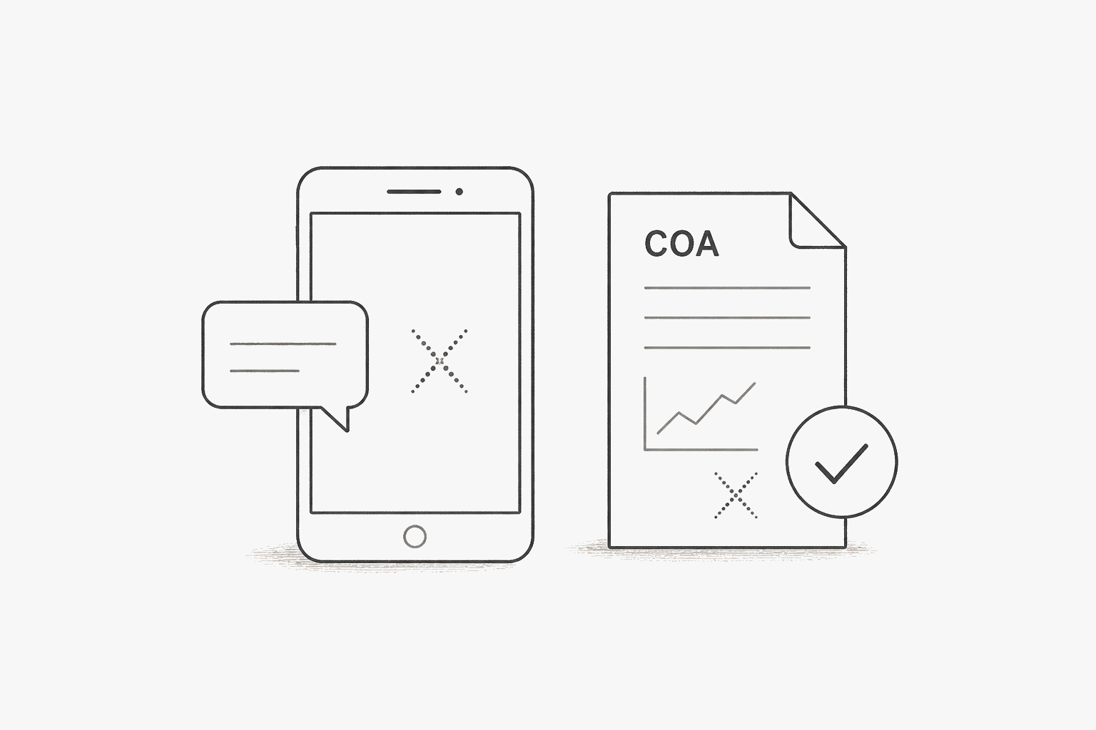 Illustration of support chat and certificate of analysis