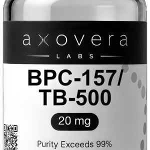 BPC-157/TB-500 20 mg research vial, Axovera Labs. Research use only.