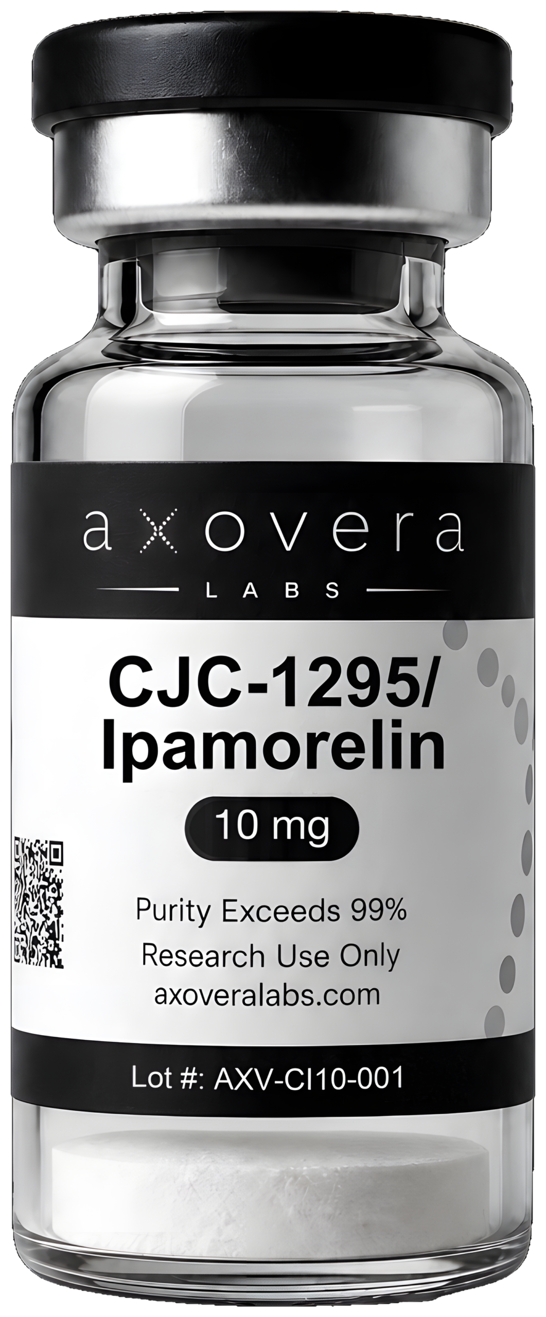CJC-1295/Ipamorelin 10 mg research vial, Axovera Labs. Research use only.