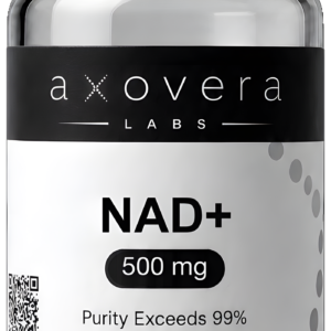 NAD+ 500 mg research vial, Axovera Labs. Research use only.