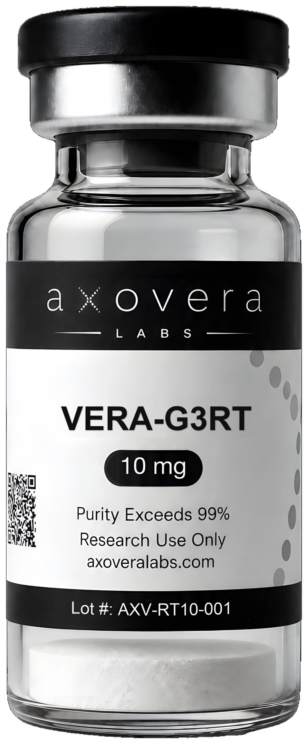 VERA-G3RT 10 mg research vial, Axovera Labs. Research use only.